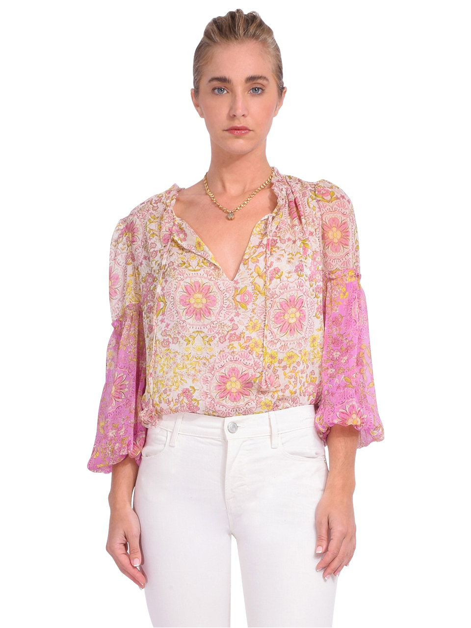 MISA Renata Top in Floral Medallion Mix Front View 