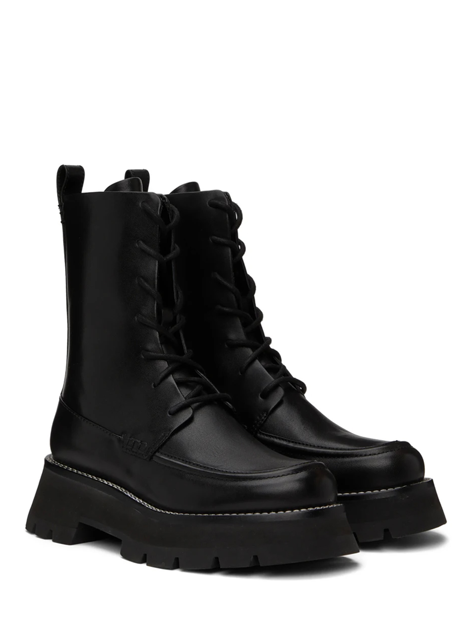 3.1 PHILLIP LIM Kate Lace Up Combat Boot in Black Both Boots Side View 