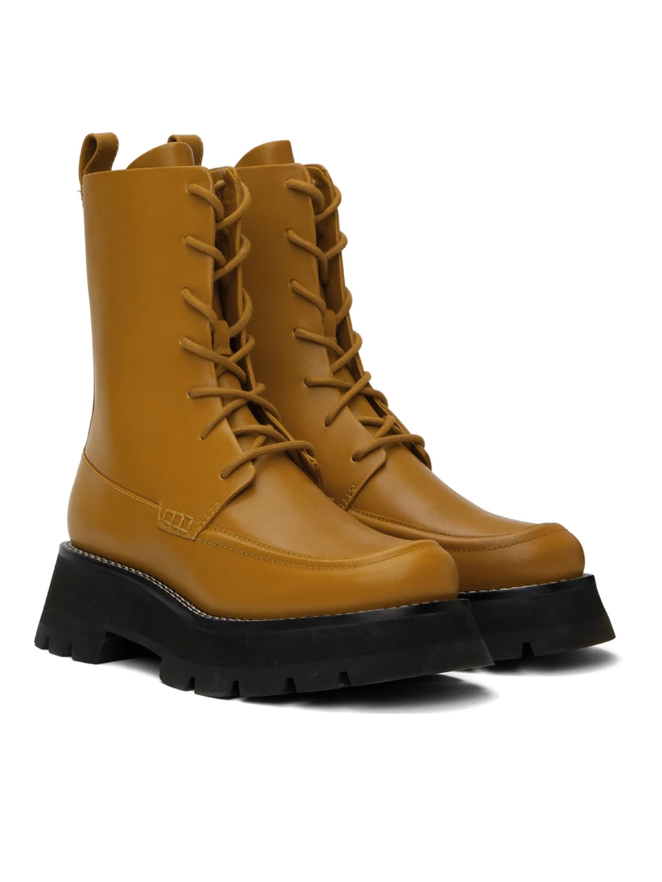 3.1 PHILLIP LIM Kate Lace Up Combat Boot in Honey Both Boots Side View 