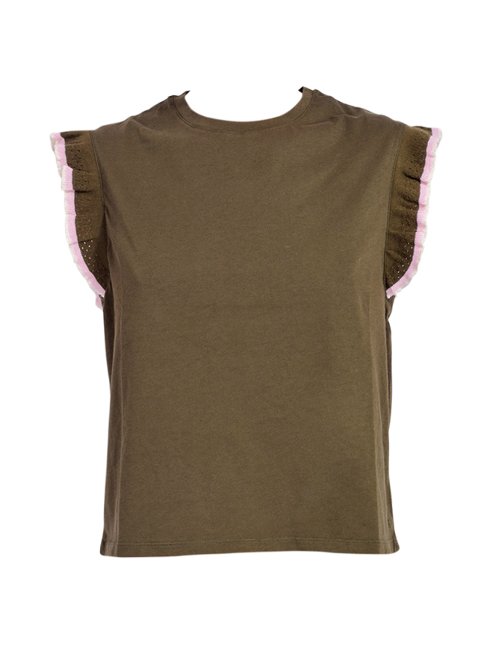 BELLEROSE Visam T-Shirt With Knit Sleeve in Army 