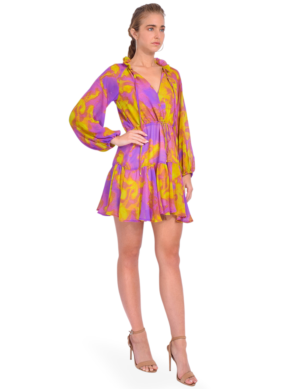 DELFI Alicia Mini Dress in Lilac Multi Side View 