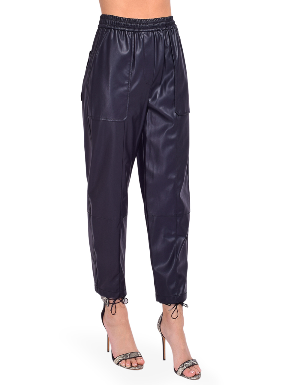 3.1 Phillip Lim Vegan Leather Trouser in Ink Side View 

