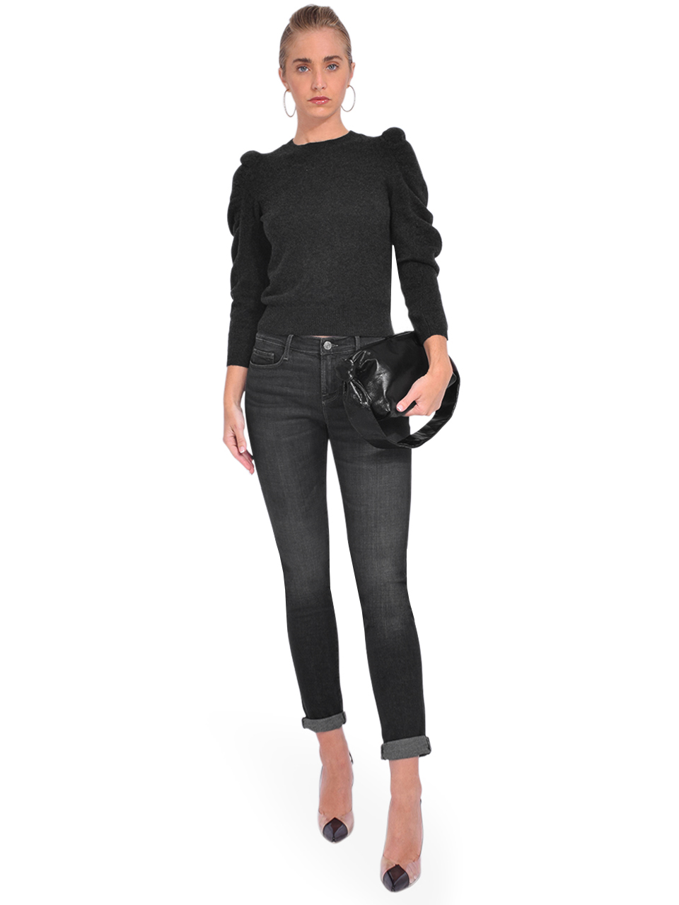 FRAME Le Garcon Jean in Black Oak Full Outfit 
