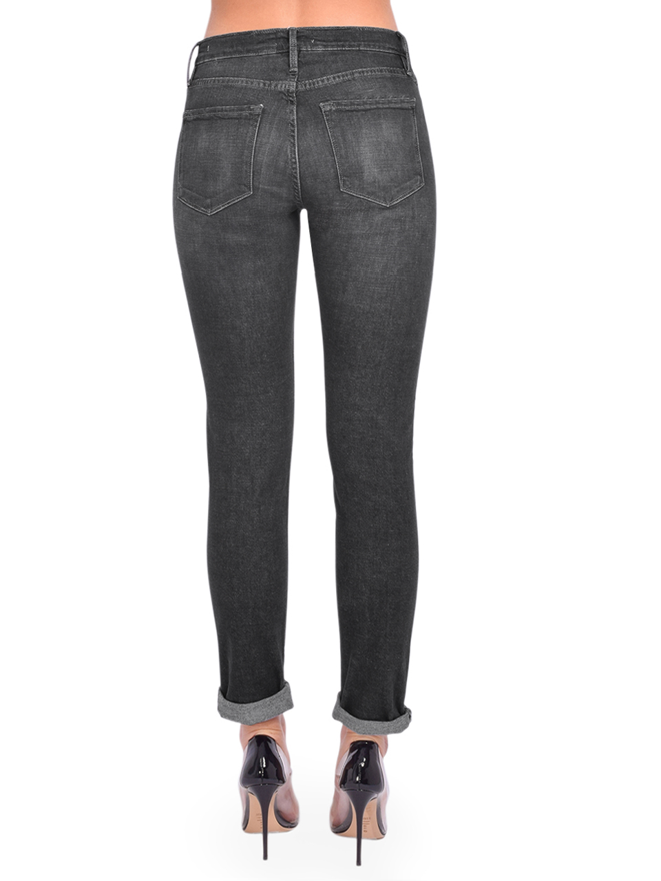 FRAME Le Garcon Jean in Black Oak Back View 
