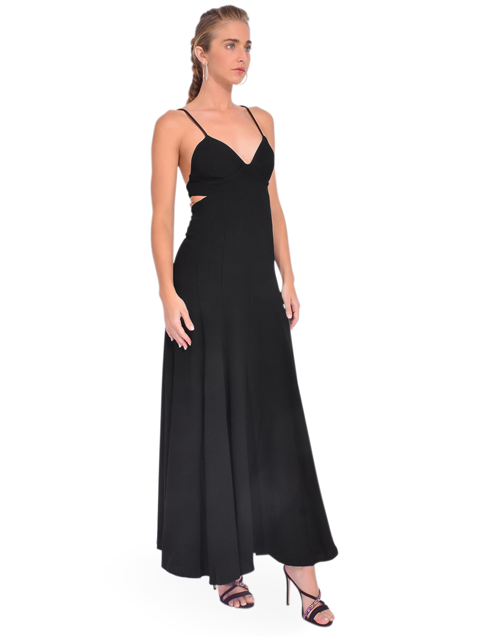 Karina Grimaldi Ilena Dress in Black Side View 