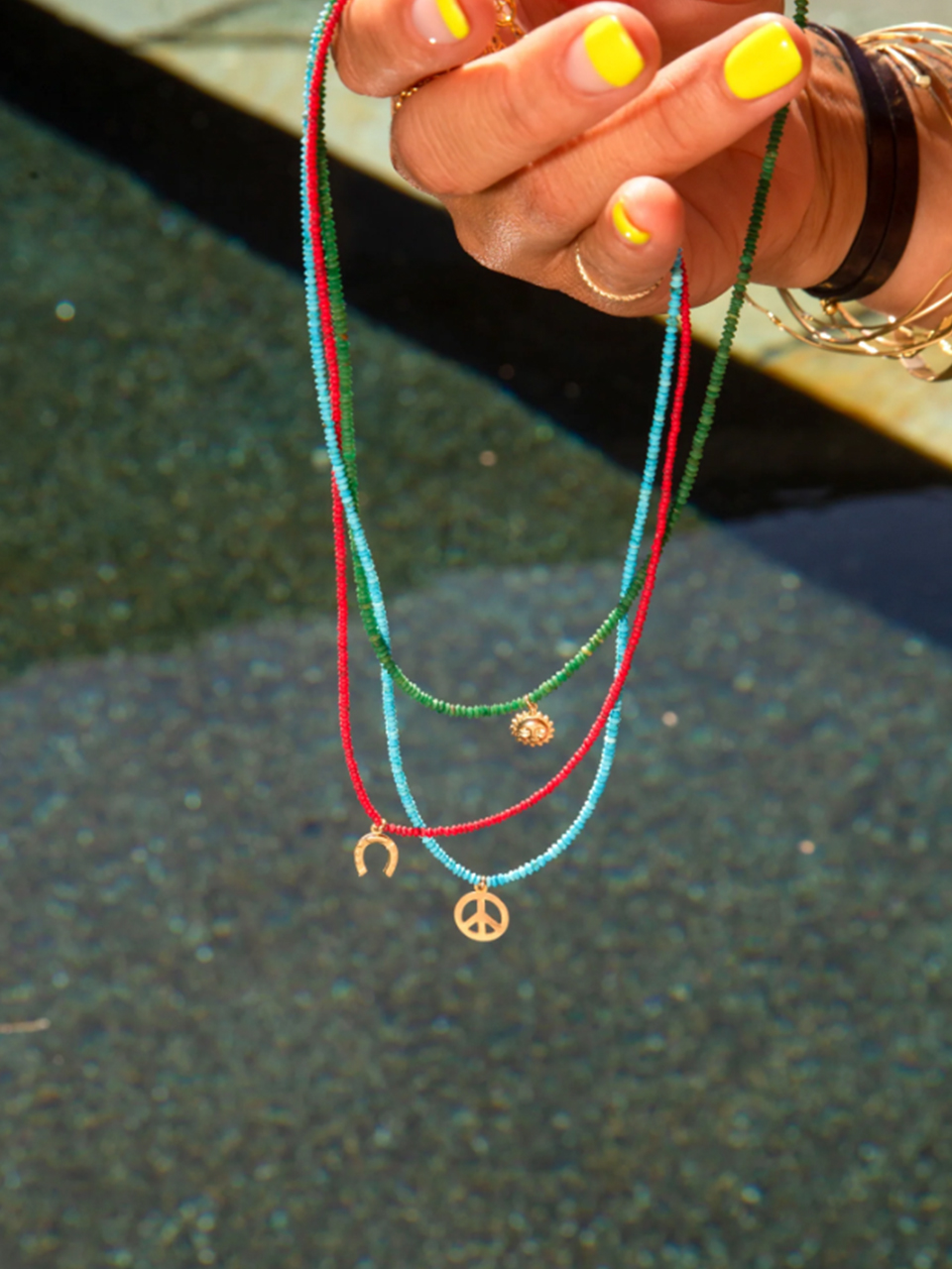 JŪRATĖ Serendipity Beaded Necklace in Red with other necklaces