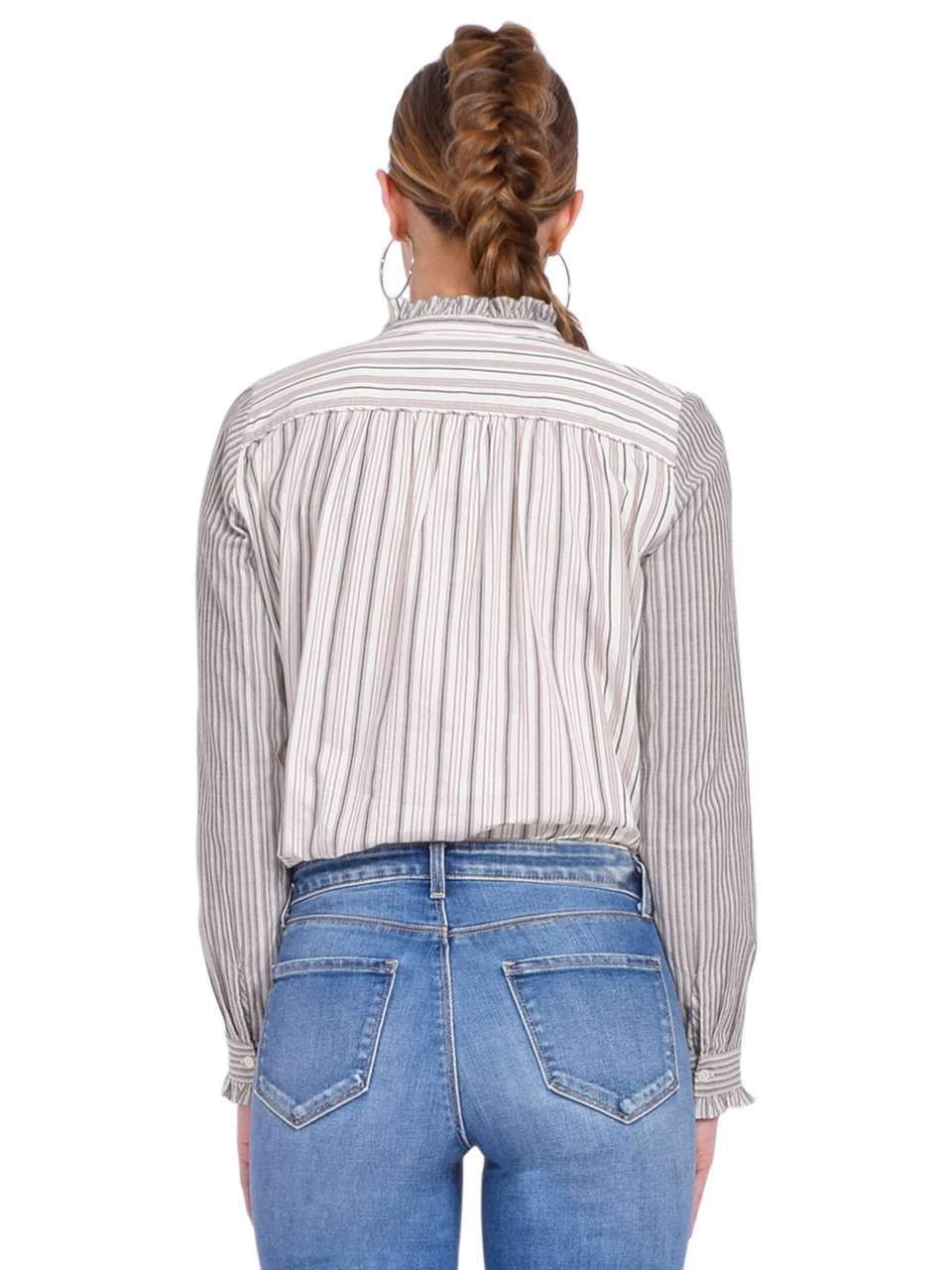 BA&SH Luz Button Front Shirt in Off White Back View 

