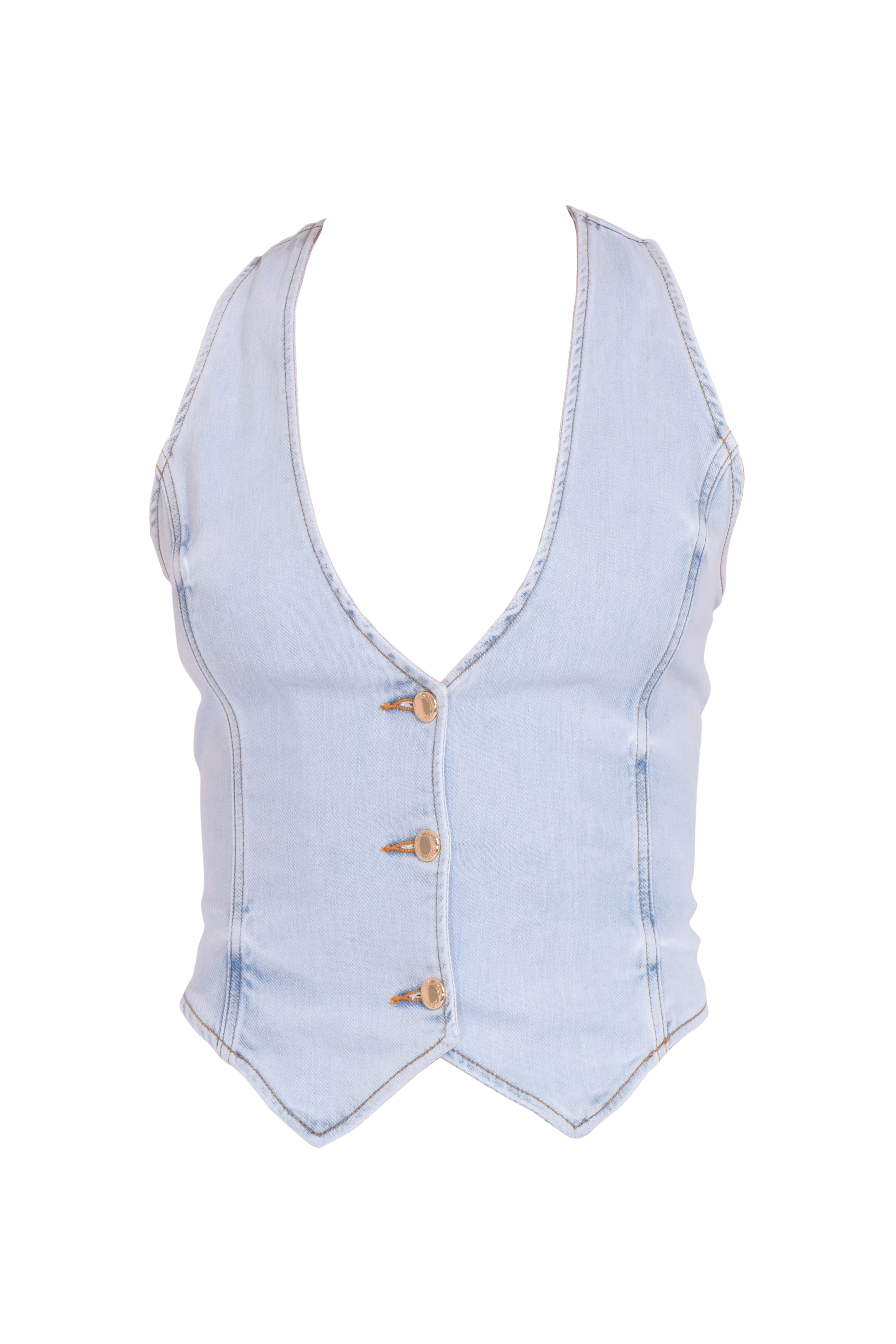 Taylor Denim Vest in Skylight