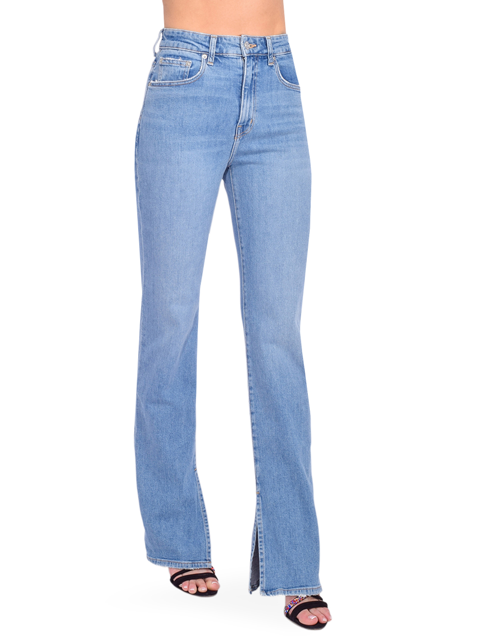 Derek Lam 10 Crosby Frankie Ultra High Rise Straight Leg Jeans in Madison Vintage Side View 