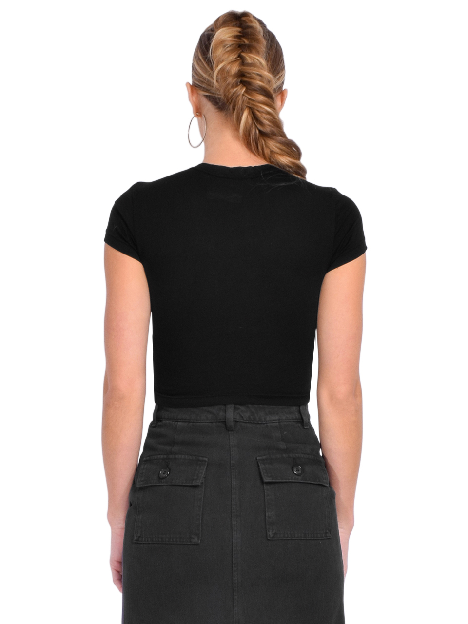 COTTON CITIZEN Standard Baby Tee in Jet Black Back View 
