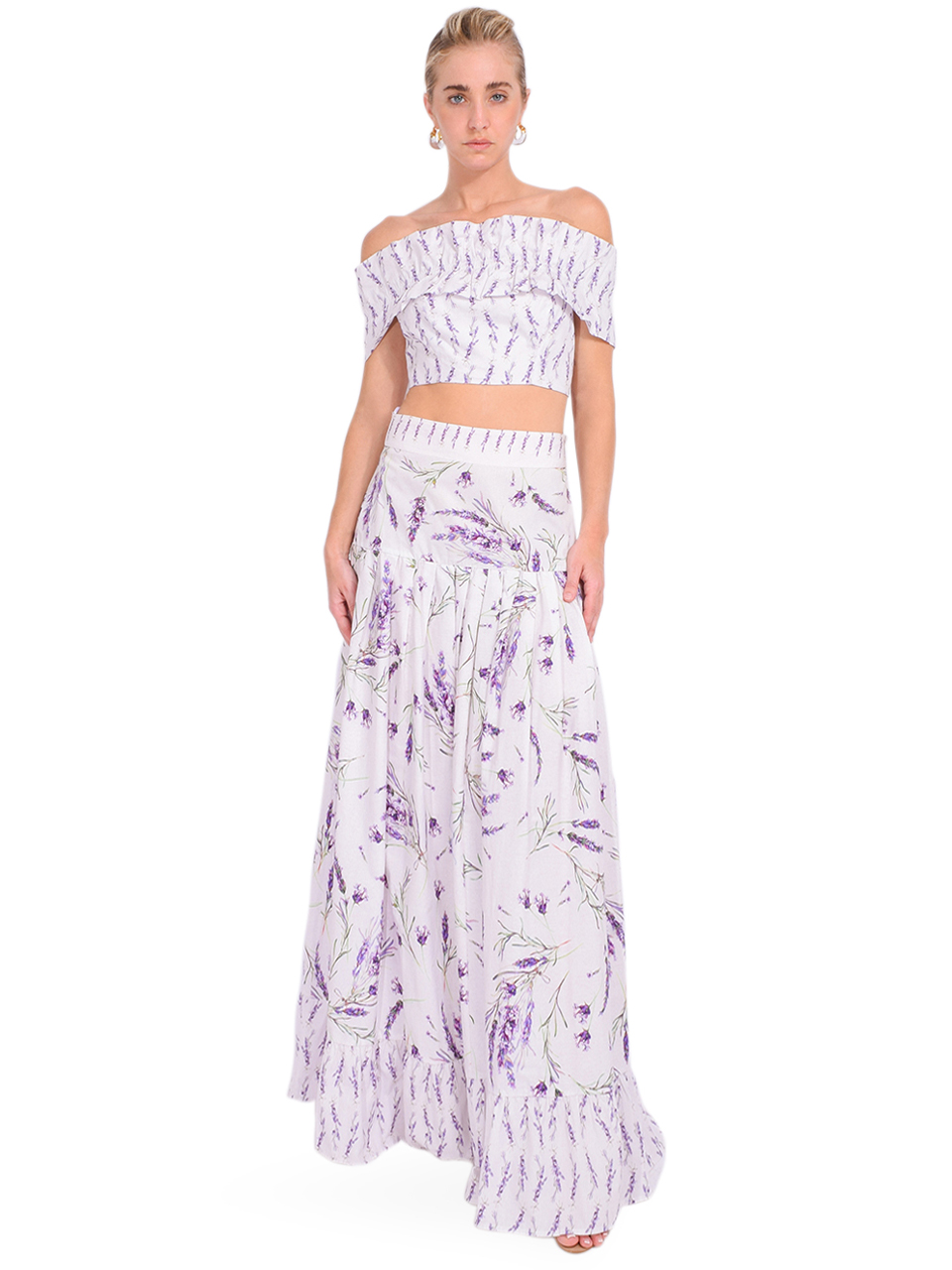 LALIBELA Belle Top in Lavender Print Full Outfit 
