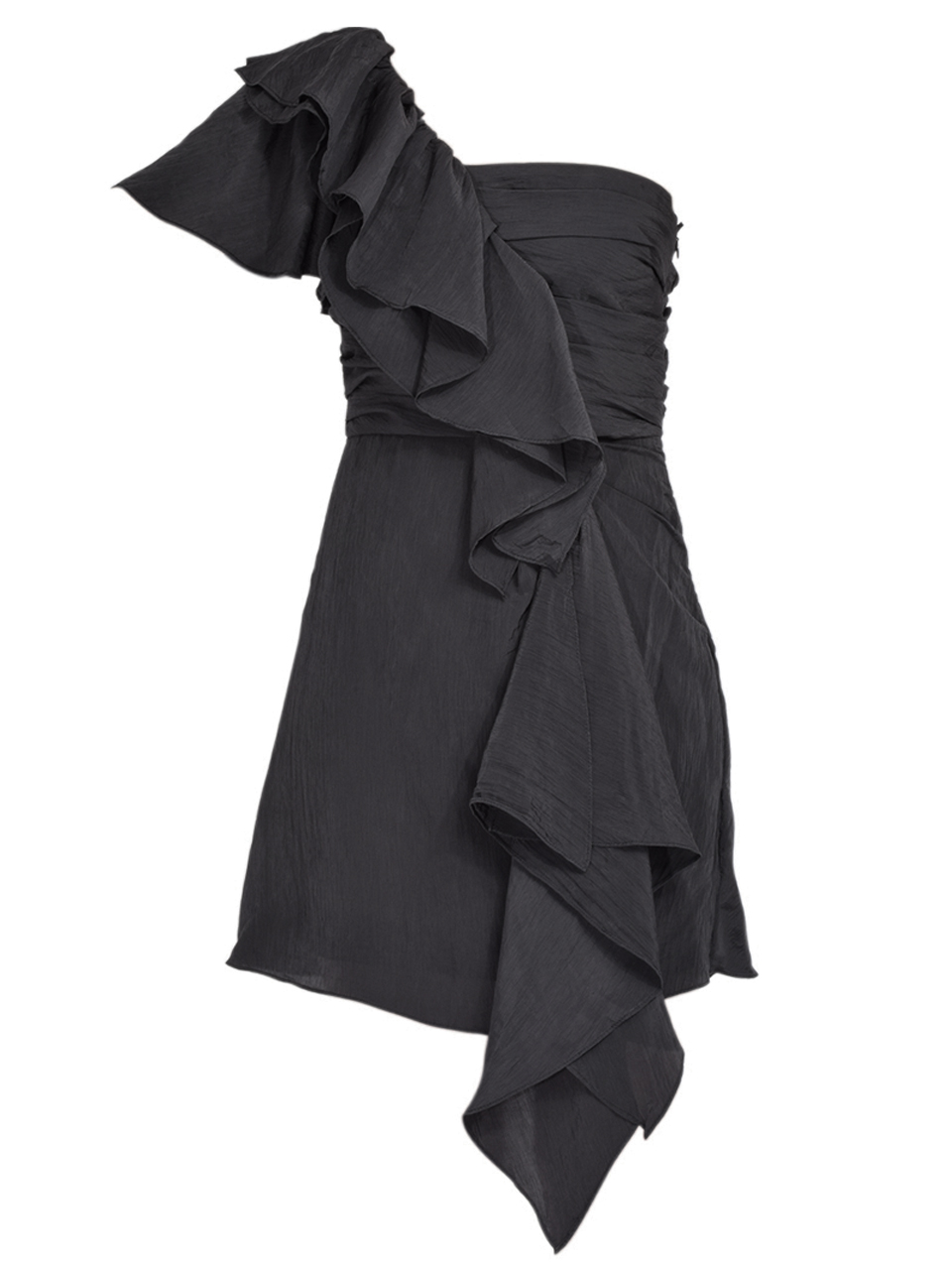 TANYA TAYLOR Irene Flutter Sleeve Dress in Black Product Shot 