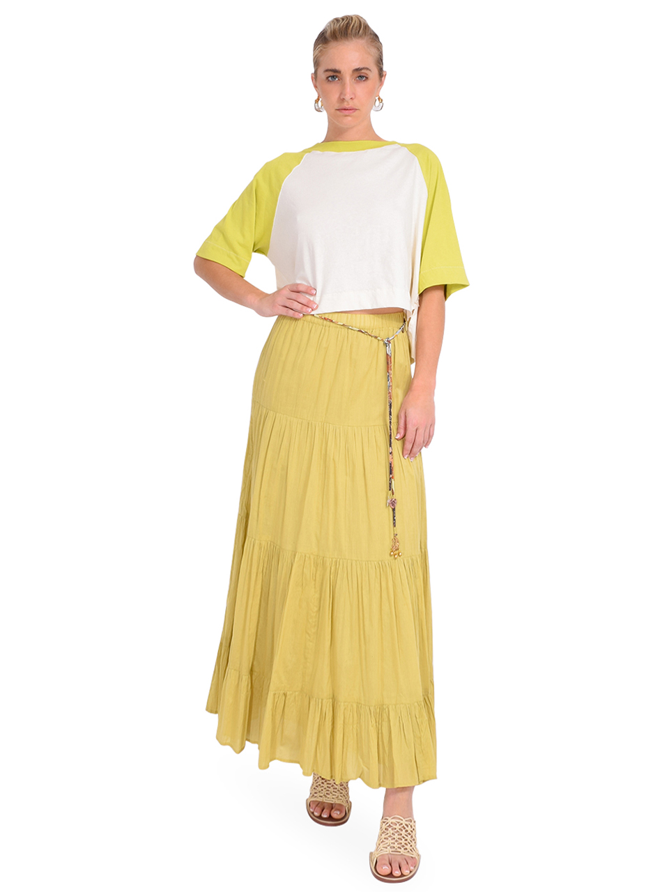 RAGABOND Crop Concert Raglan Tee in Citron Full Outfit 
