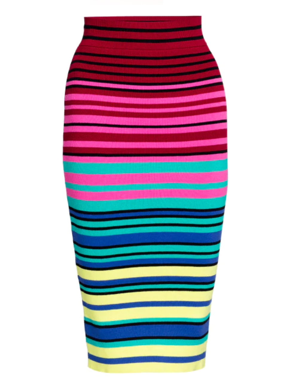 LE SUPERBE Oaxaca Knit Skirt in Fuchsia Stripe Product Shot 