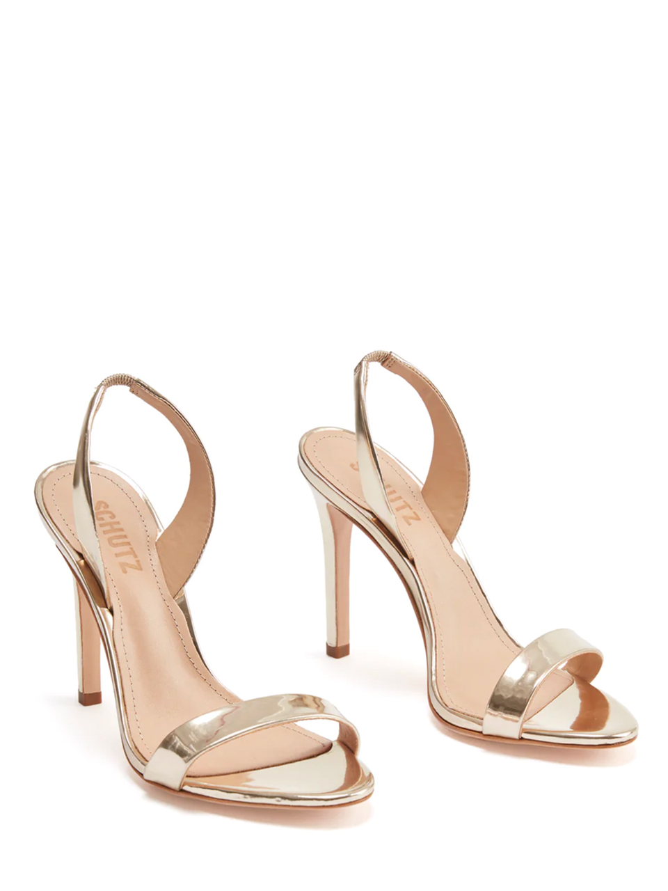 SCHUTZ Luriane Heel in Platina Gold Front View 
