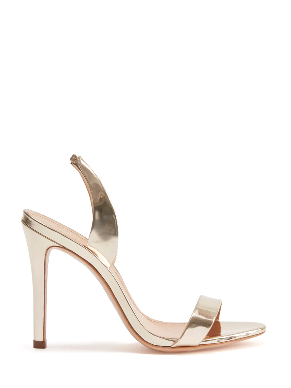 SCHUTZ Luriane Heel in Platina Gold Side View 
