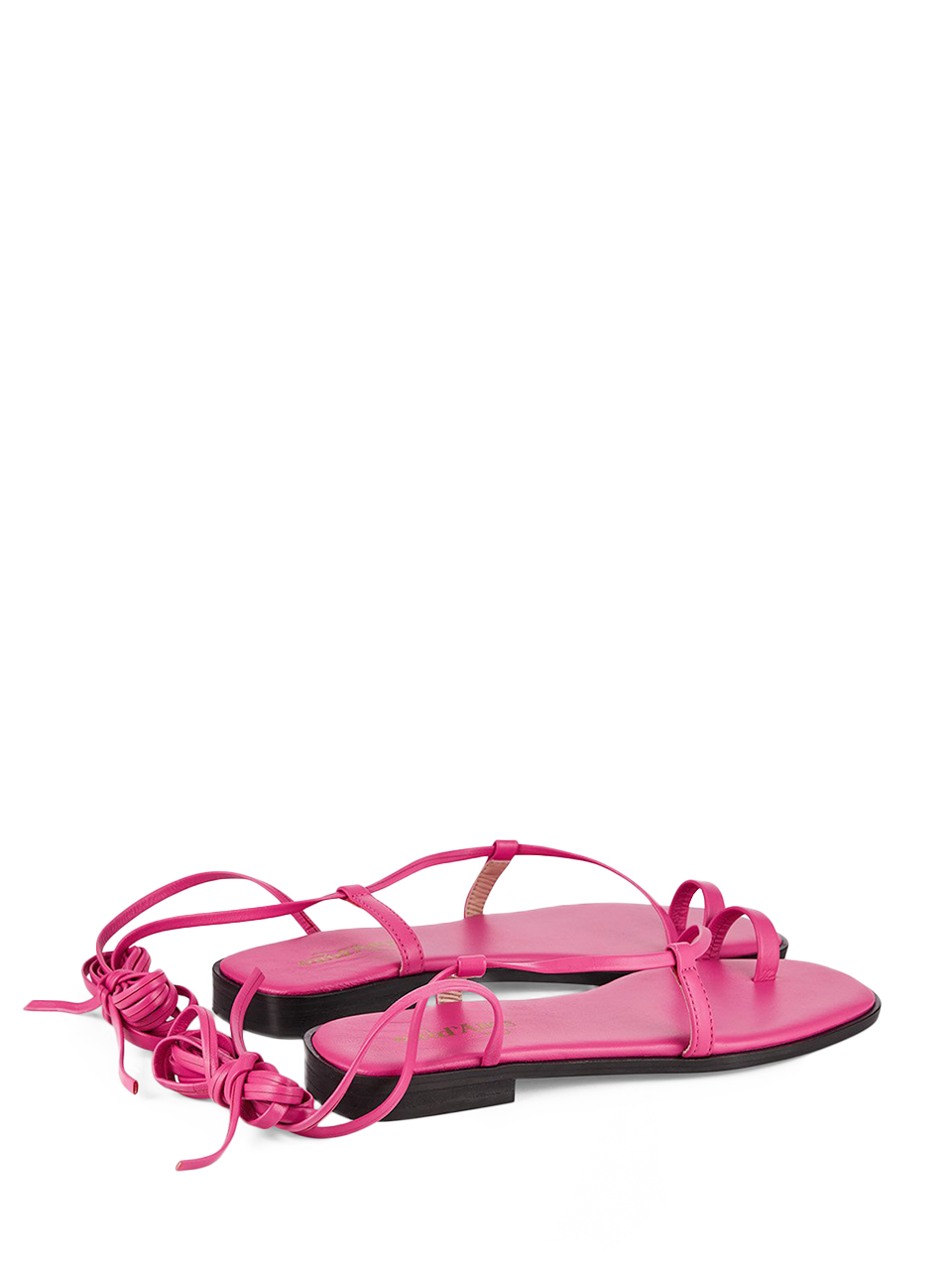 Ottod'Ame Leather Strappy Sandal in Pink Back Side View 