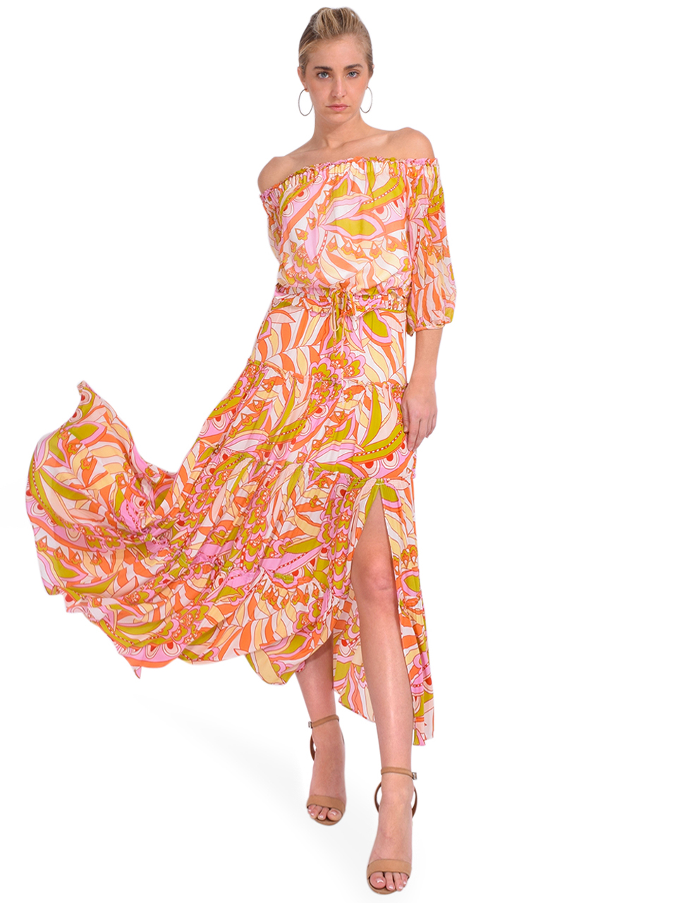 GILNER FARRAR Andra Maxi Skirt in Sunburst Full Outfit 