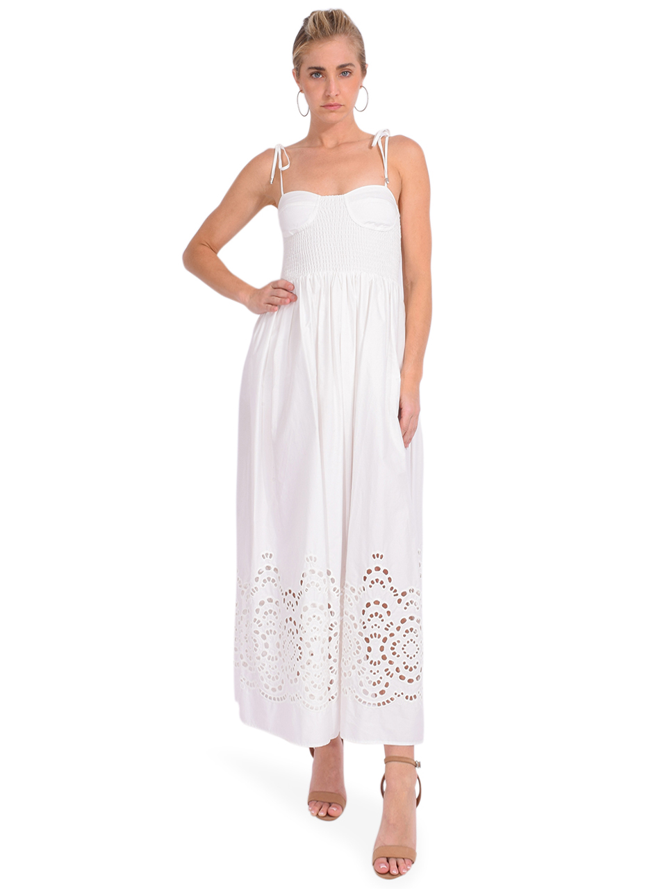 KARINA GRIMALDI Josephine Midi Dress in White Front View 2