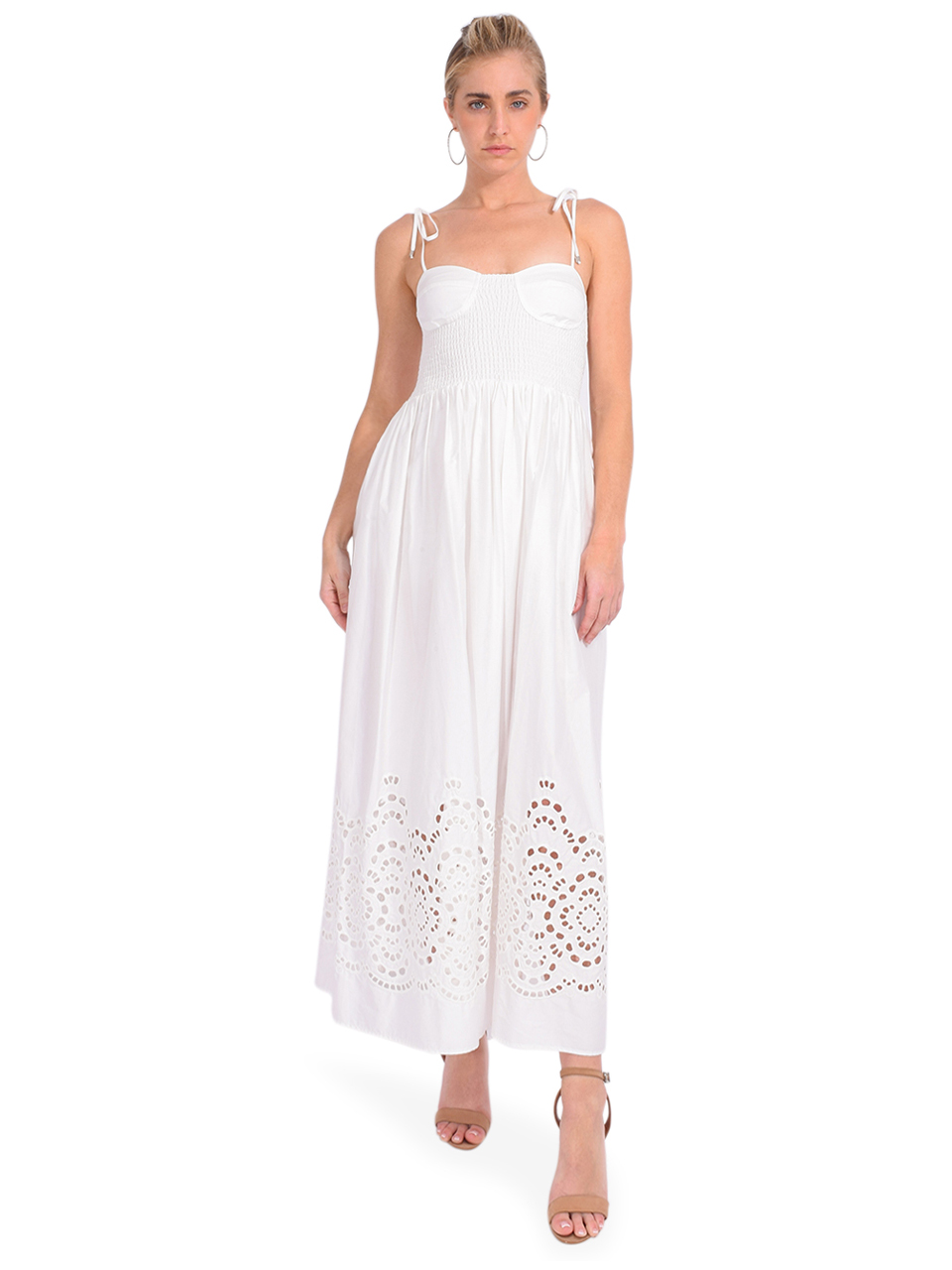 KARINA GRIMALDI Josephine Midi Dress in White Front View 1