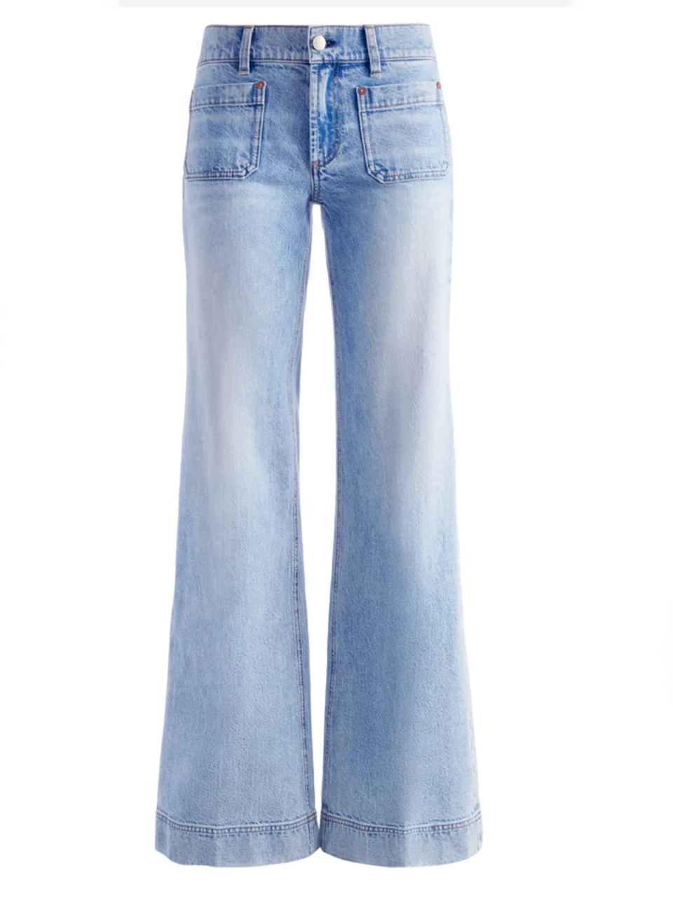 Alice + Olivia Brian Patch Pocket Jeans in Rockstar Blue Product Shot 