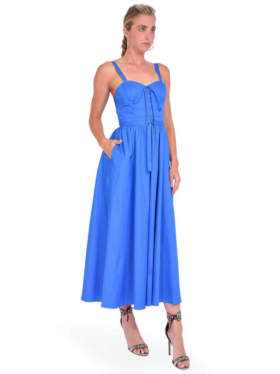 KARINA GRIMALDI Bridgette Dress in Cerulean Side View 