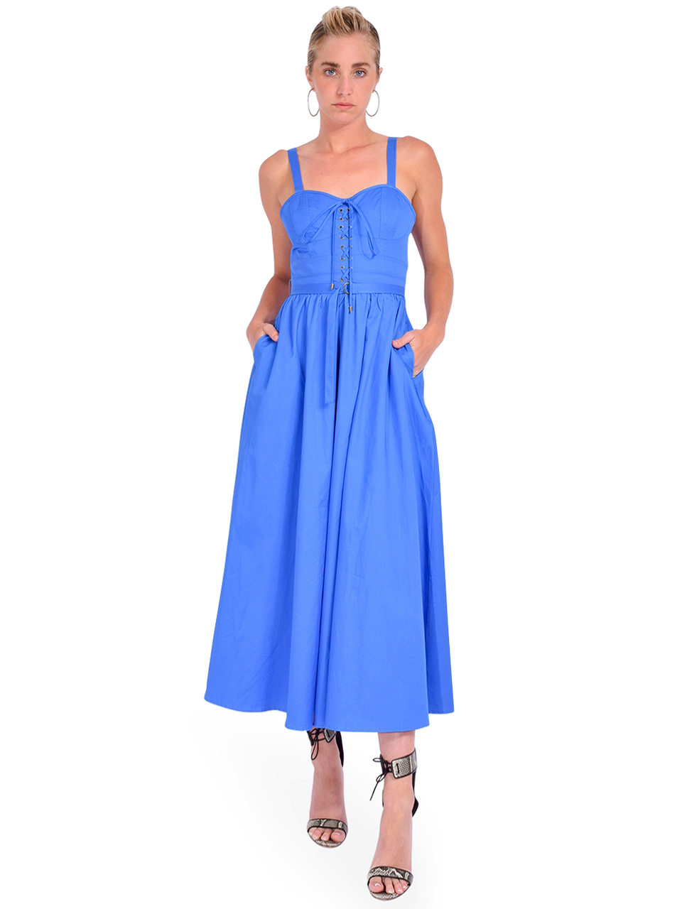 KARINA GRIMALDI Bridgette Dress in Cerulean Front View 1