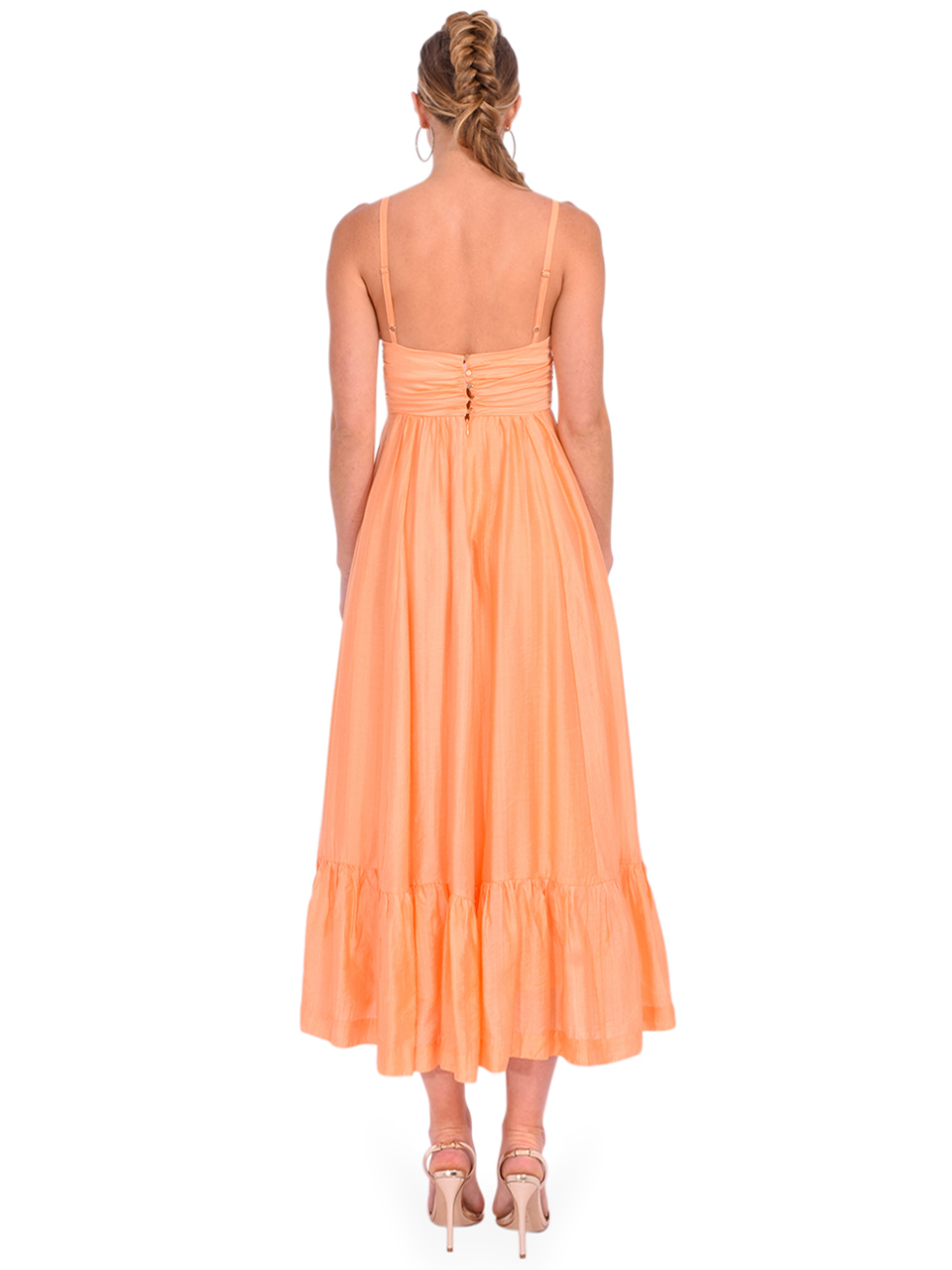 Sabina Musayev Olinda Midi Dress in Peach Back View 