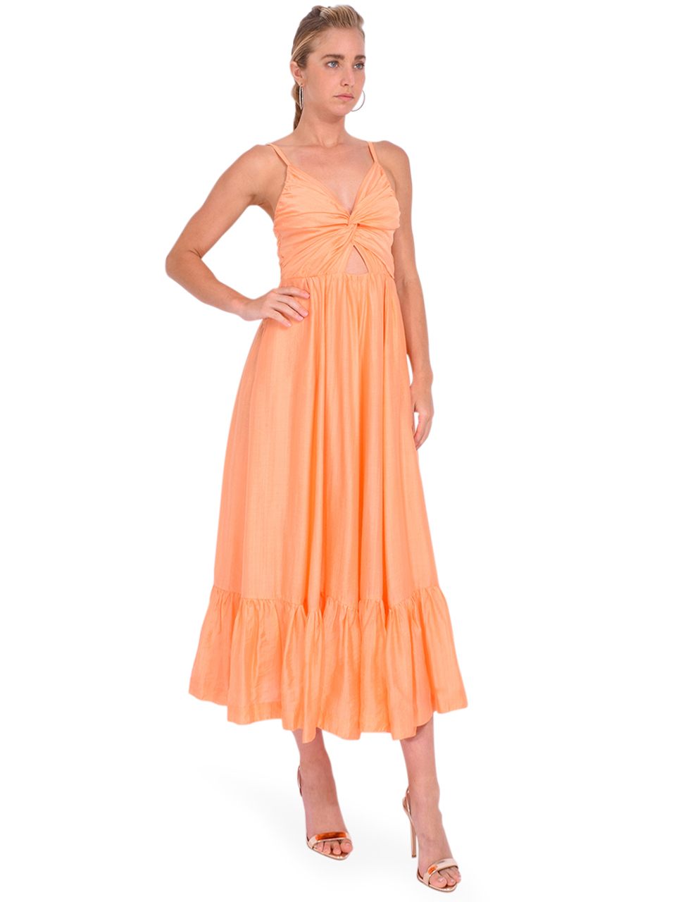 Sabina Musayev Olinda Midi Dress in Peach Side View 