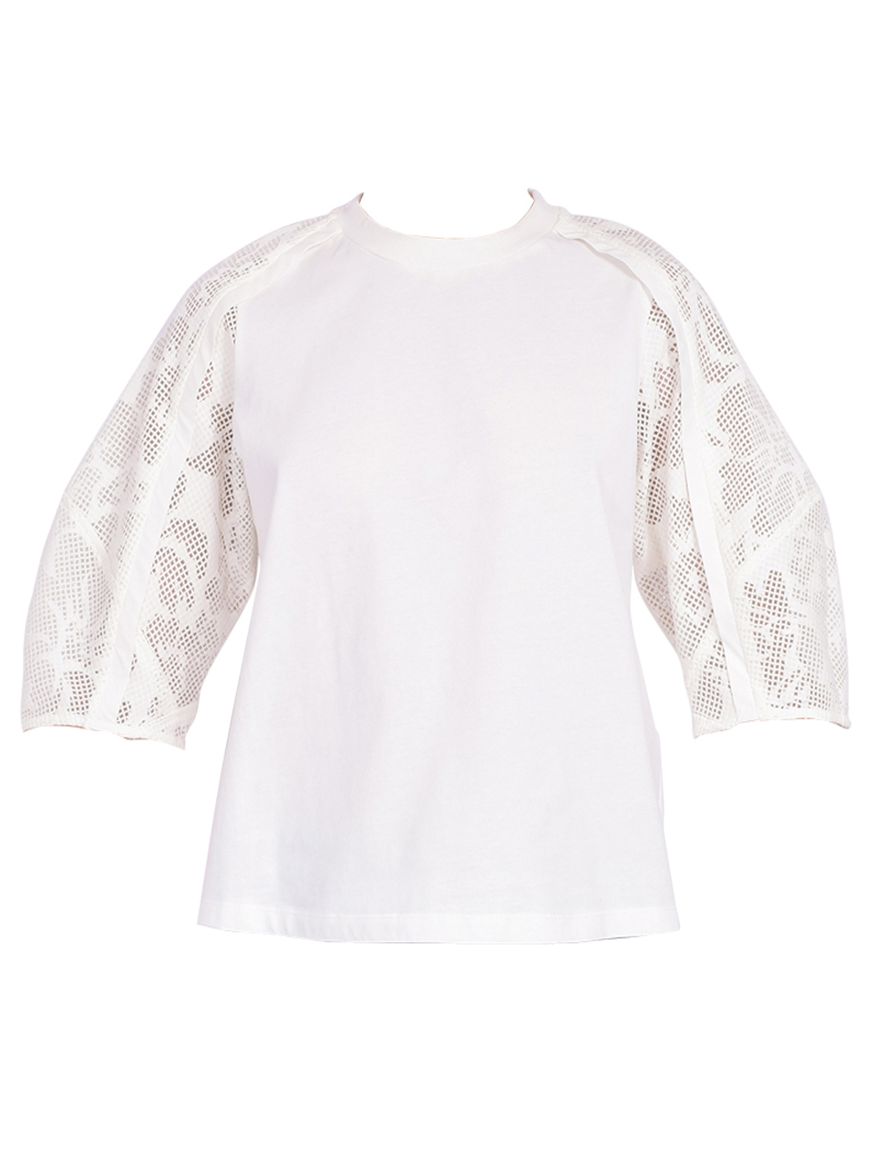 3.1 Phillip Lim Bonded Lace Combo T-Shirt in White Product Shot 