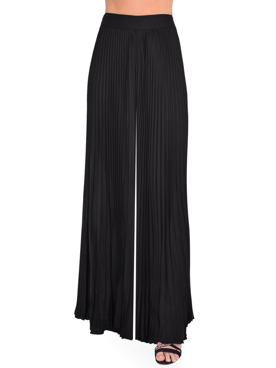 ALICE + OLIVIA Copen Pleated Pants in Black Front View 