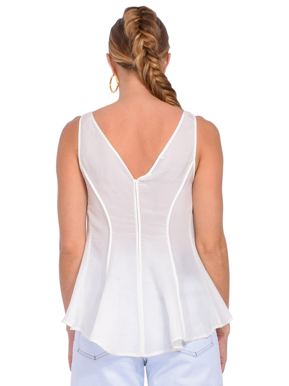 RtA Sleeveless Cutout Top in White Back View 