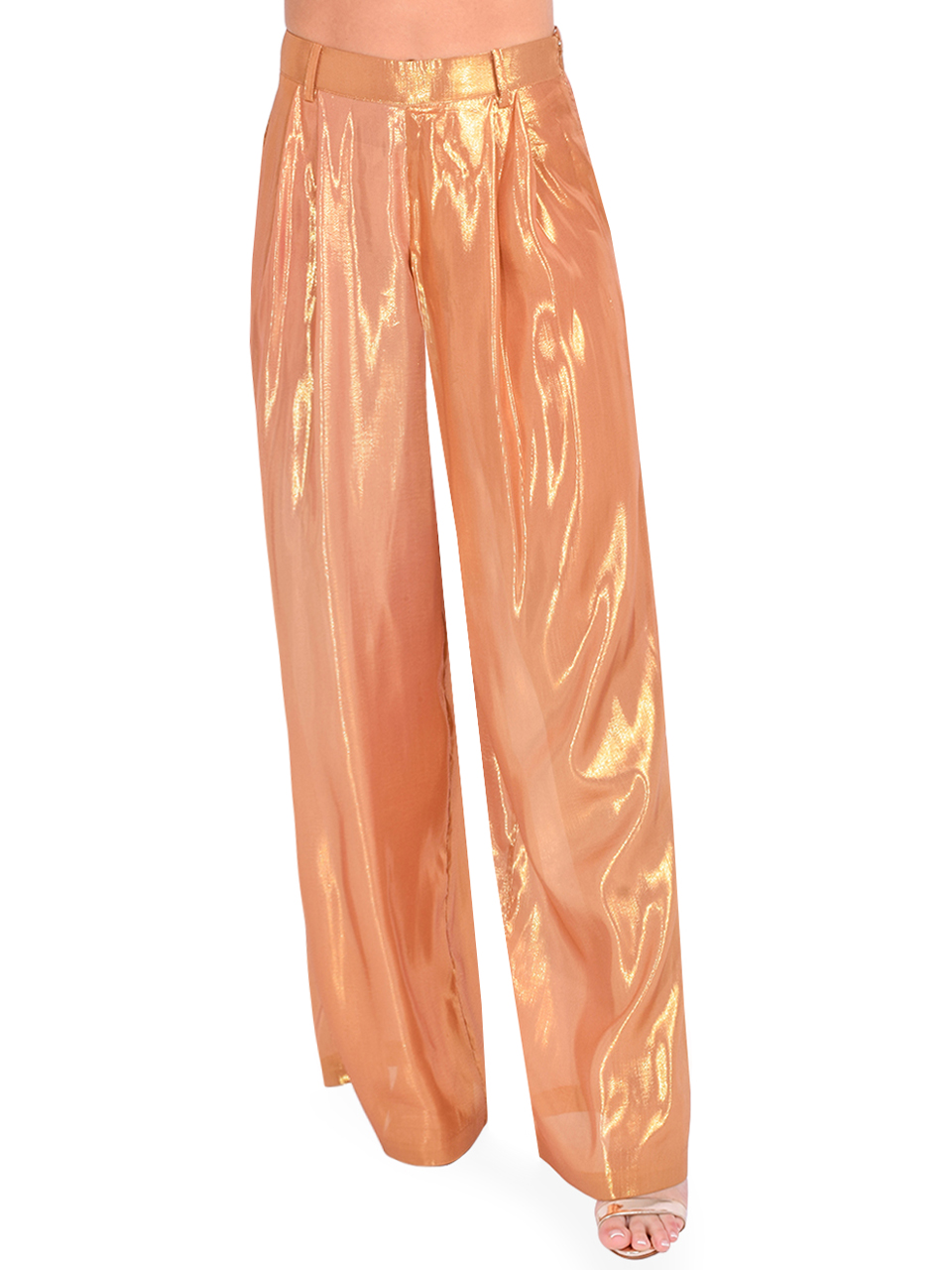 RETROFETE Arista Silk Chiffon Pant in Nude Glitter Front View 