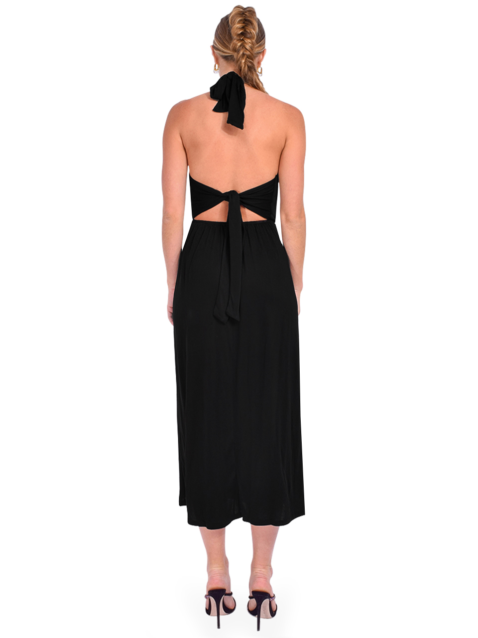 LBLC The Label Elise Halter Dress in Black Back View 