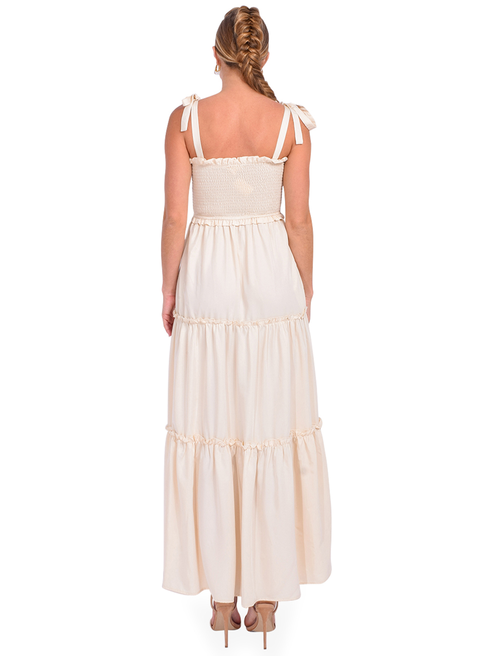 LBLC The Label Darla Smocked Dress in Creme Back View 