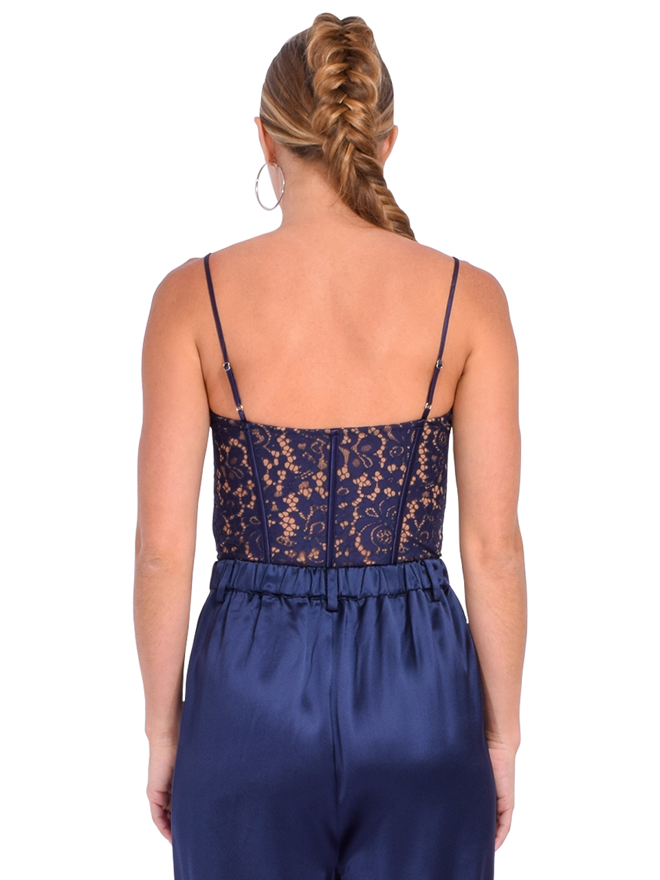 CAMI NYC Anne Corded Lace Bodysuit in Storm Back View 