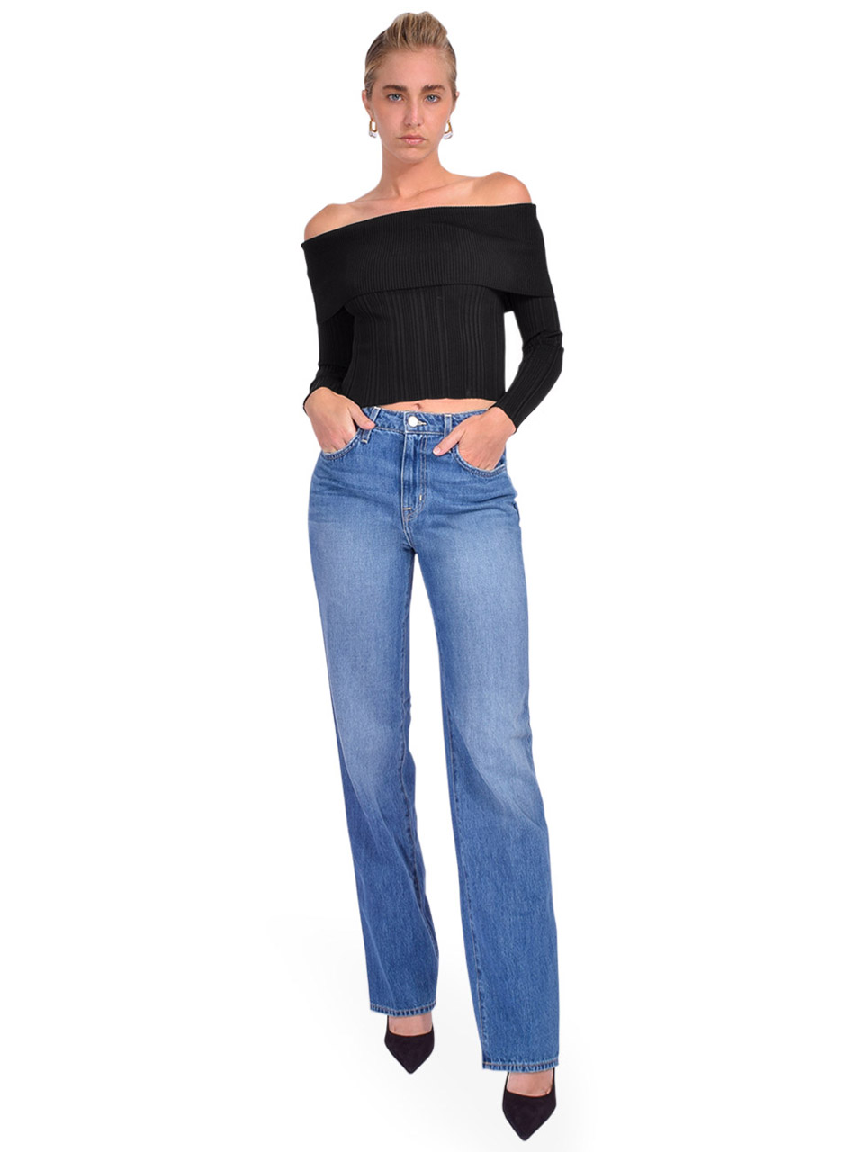 L'AGENCE Jones Ultra High Rise Stovepipe Jean in Boyle Full Outfit 