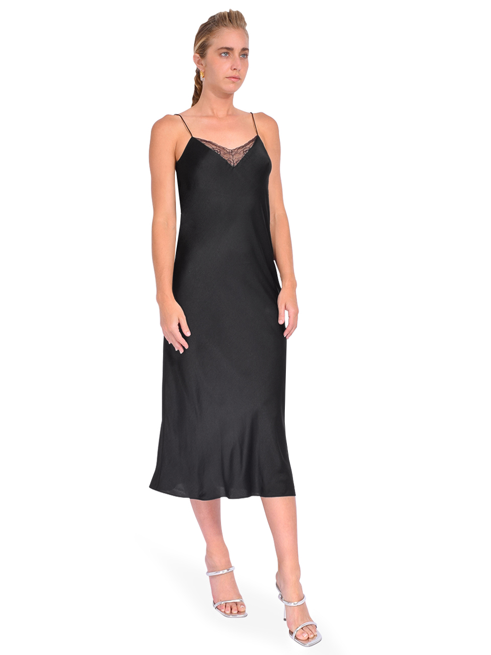 BA&SH Clelia Slip Dress in Noir Side View 

