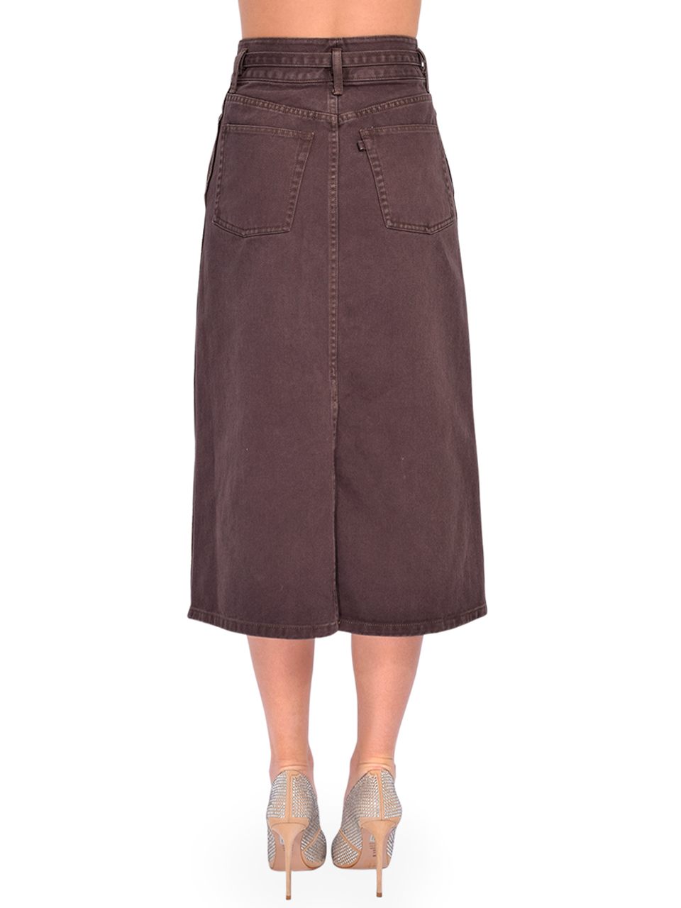 3.1 Phillip Lim Denim A-Line Skirt in Coffee Back View 