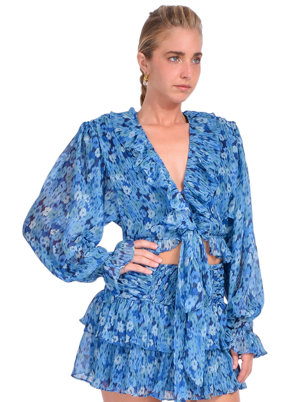 SABINA MUSAYEV Stephen Top in Turquoise Print Side View 


