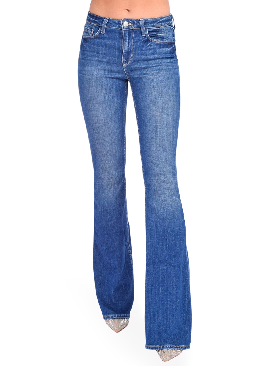 L'AGENCE Bell High Rise Flare Jeans in Hasting Front View 