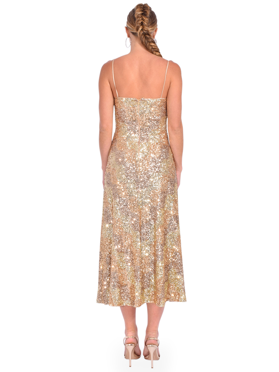 HALSTON Alesandra Dress in Wave Sequin Back View 