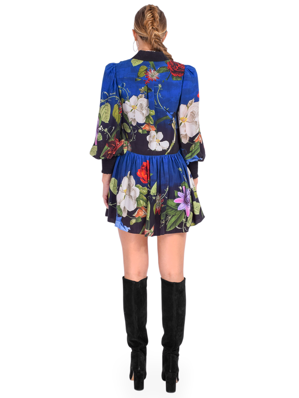 ALICE + OLIVIA Bertha Blouson Sleeve Shirt Dress Back View 