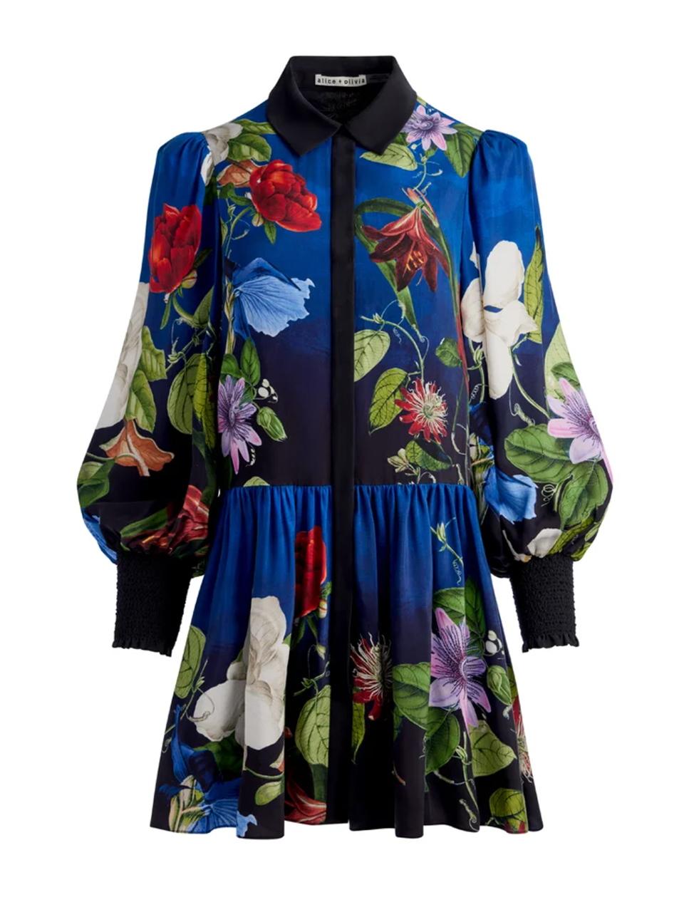 ALICE + OLIVIA Bertha Blouson Sleeve Shirt Dress Product Shot 