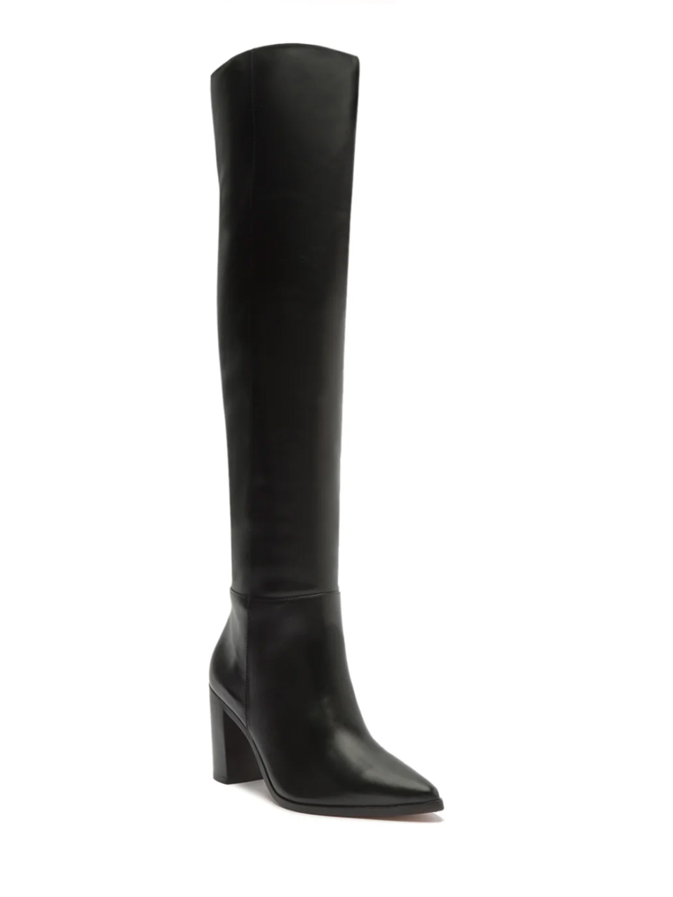 SCHUTZ Mikki Over the Knee Leather Boot in Black Front Side View 