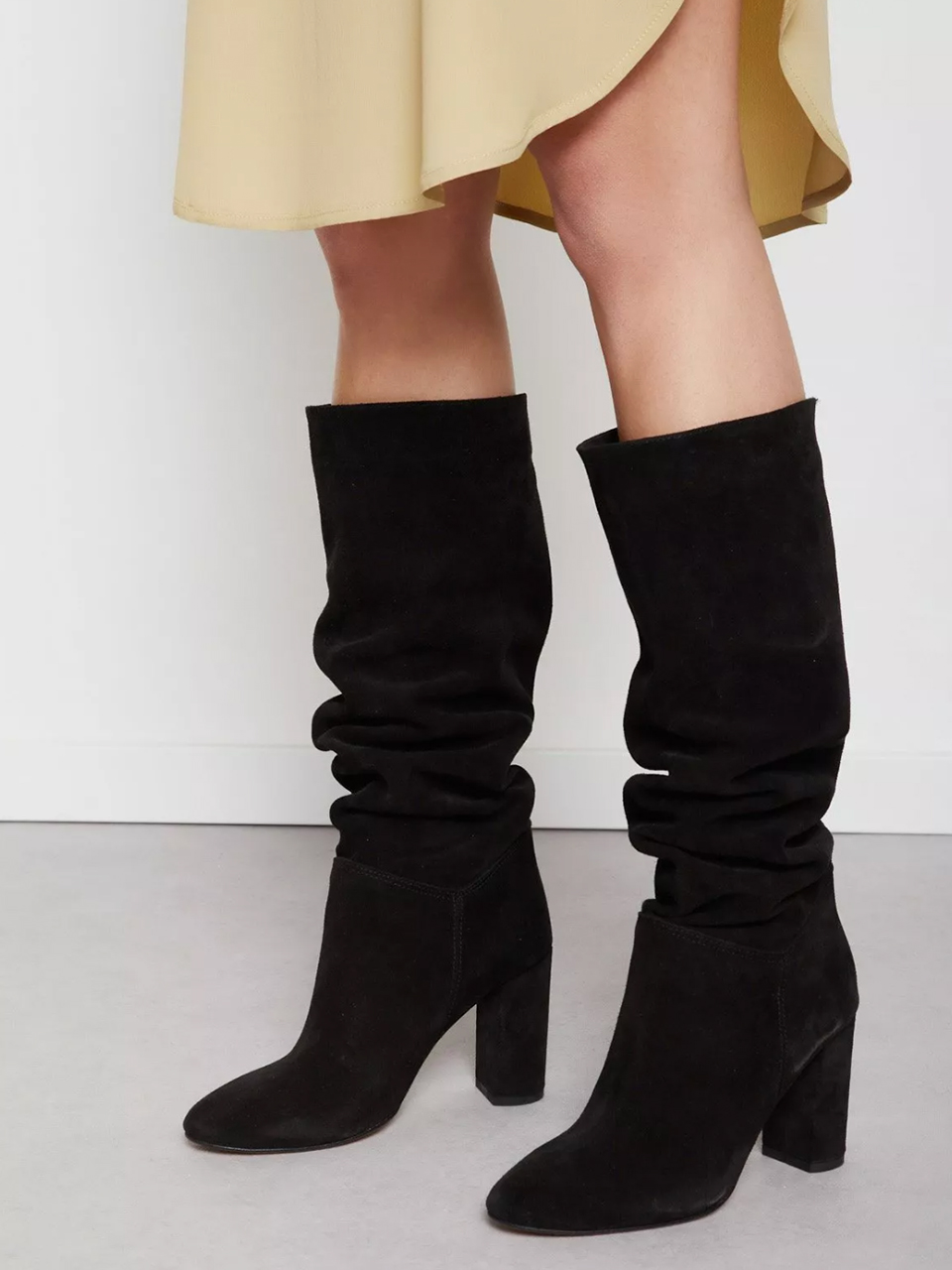 Ottod'Ame Suede Boots in Black on Model 