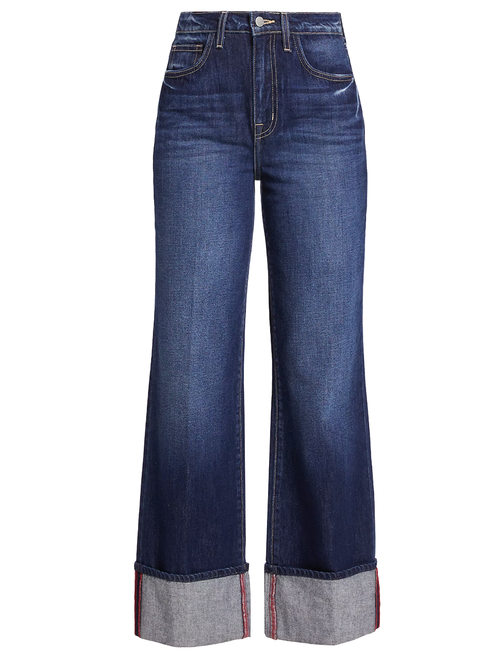 L'AGENCE Miley High Rise Wide Leg Cuff Jean in Denmark Blue Product Shot 