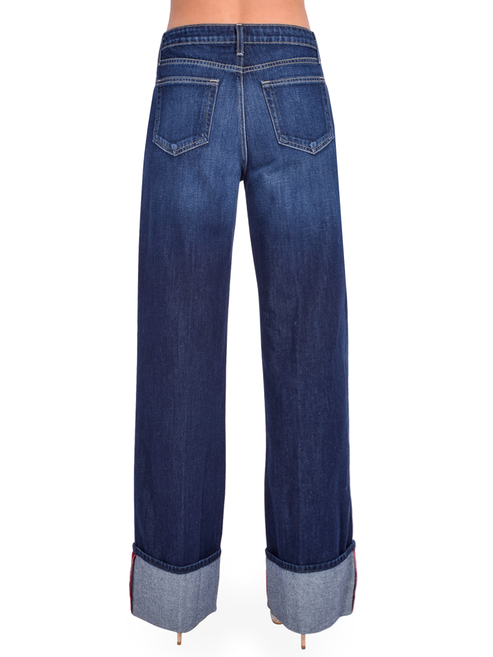 L'AGENCE Miley High Rise Wide Leg Cuff Jean in Denmark Blue Back View 