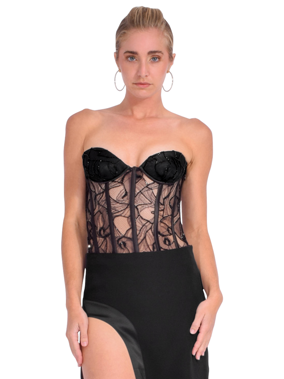 RETROFETE Hailey Embellished Corset Top Front View 