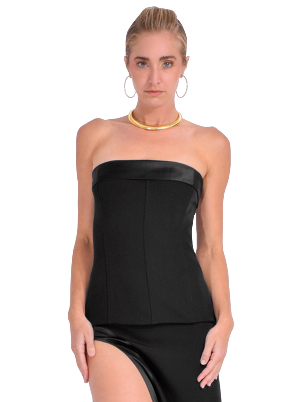 Retrofete Sharae Corset Top in Black Front View 
